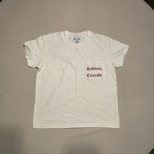 Brandy Melville White Crewneck Tee with Navy Script Print